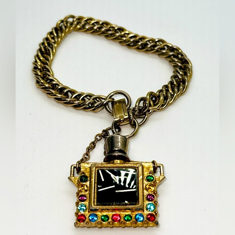Vintage 1960’s rhinestone perfume bottle bracelet.​​